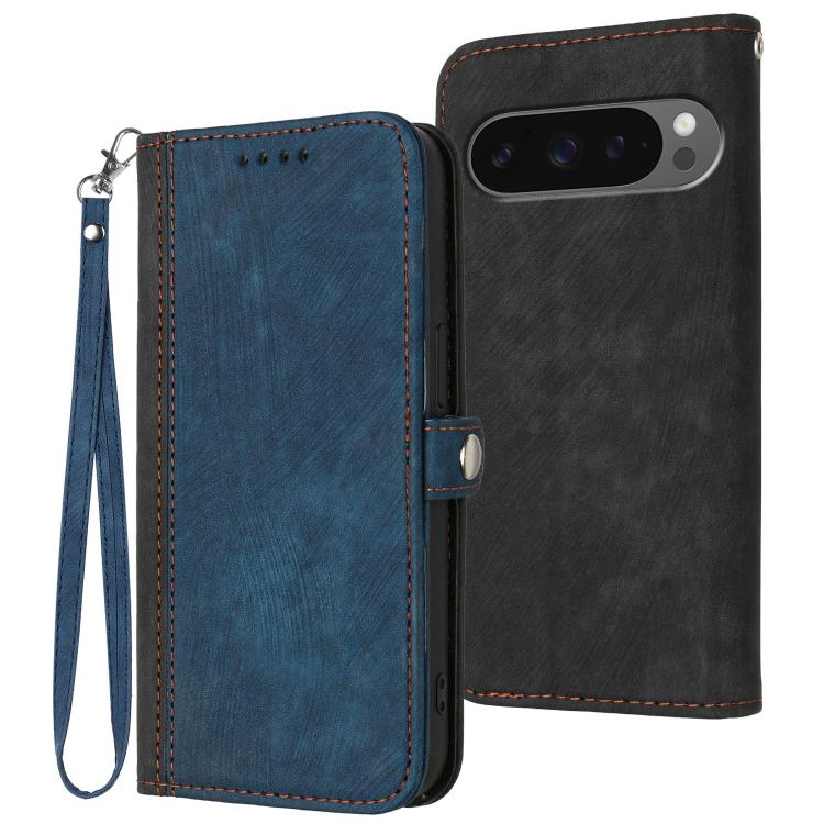 For Google Pixel 10 Pro XL Side Buckle Double Fold Hand Strap Leather Phone Case(Royal Blue) - Google Cases by buy2fix | Online Shopping UK | buy2fix