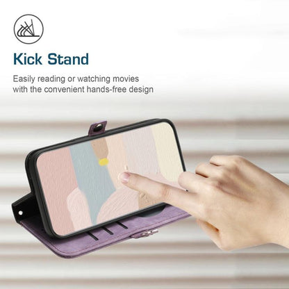 For Google Pixel 10 Pro XL Side Buckle Double Fold Hand Strap Leather Phone Case(Purple) - Google Cases by buy2fix | Online Shopping UK | buy2fix