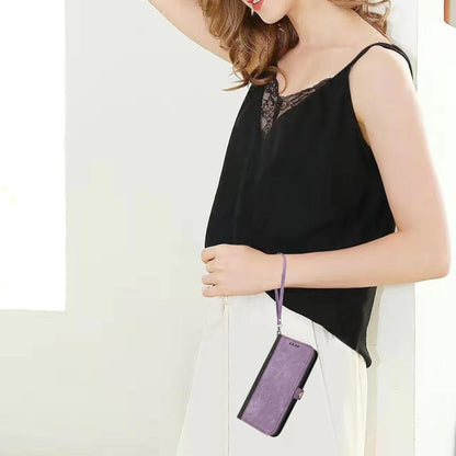 For Google Pixel 10 Pro XL Side Buckle Double Fold Hand Strap Leather Phone Case(Purple) - Google Cases by buy2fix | Online Shopping UK | buy2fix