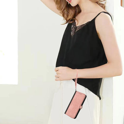 For Google Pixel 10 Pro XL Side Buckle Double Fold Hand Strap Leather Phone Case(Pink) - Google Cases by buy2fix | Online Shopping UK | buy2fix