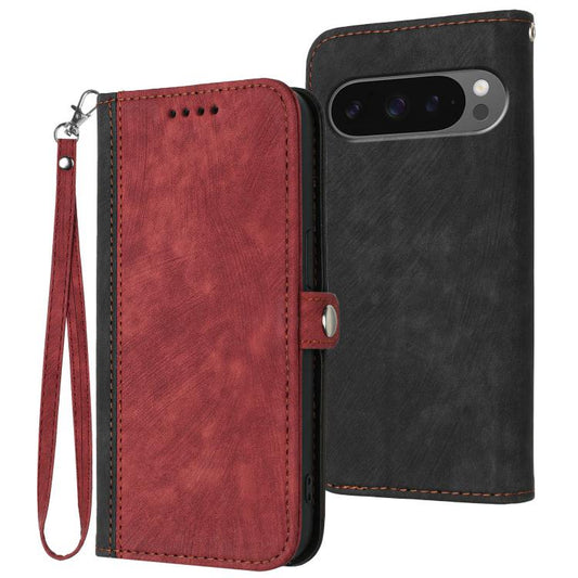 For Google Pixel 10 / Pixel 10 Pro Side Buckle Double Fold Hand Strap Leather Phone Case(Red) - Google Cases by buy2fix | Online Shopping UK | buy2fix