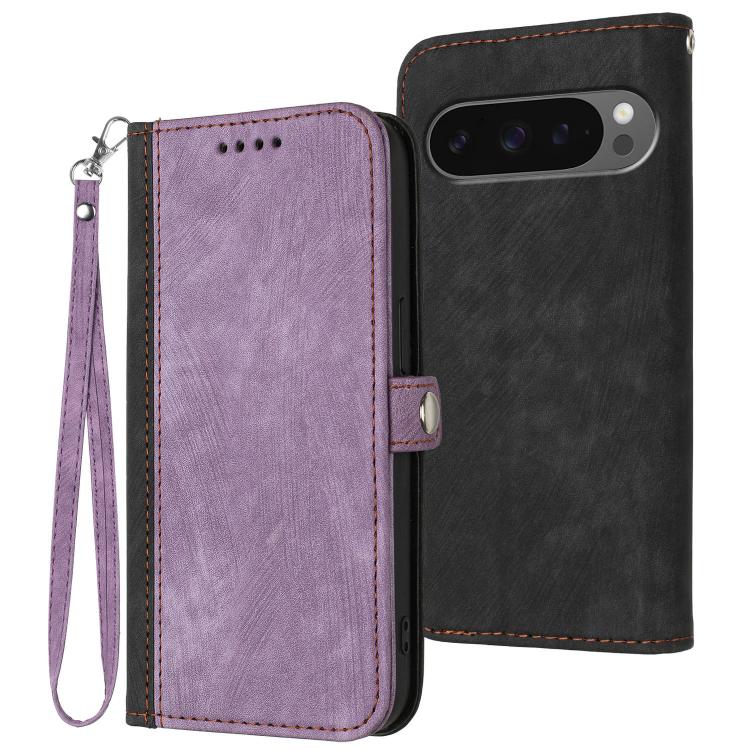 For Google Pixel 10 / Pixel 10 Pro Side Buckle Double Fold Hand Strap Leather Phone Case(Purple) - Google Cases by buy2fix | Online Shopping UK | buy2fix