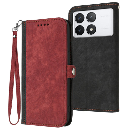 For Xiaomi Redmi K70 Side Buckle Double Fold Hand Strap Leather Phone Case(Red) - Xiaomi Cases by buy2fix | Online Shopping UK | buy2fix