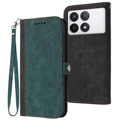 For Xiaomi Redmi K70 Side Buckle Double Fold Hand Strap Leather Phone Case(Dark Green) - Xiaomi Cases by buy2fix | Online Shopping UK | buy2fix