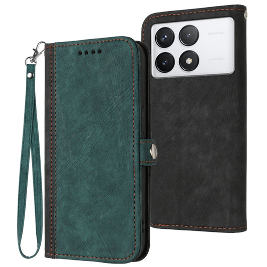 For Xiaomi Redmi K70 Side Buckle Double Fold Hand Strap Leather Phone Case(Dark Green) - Xiaomi Cases by buy2fix | Online Shopping UK | buy2fix