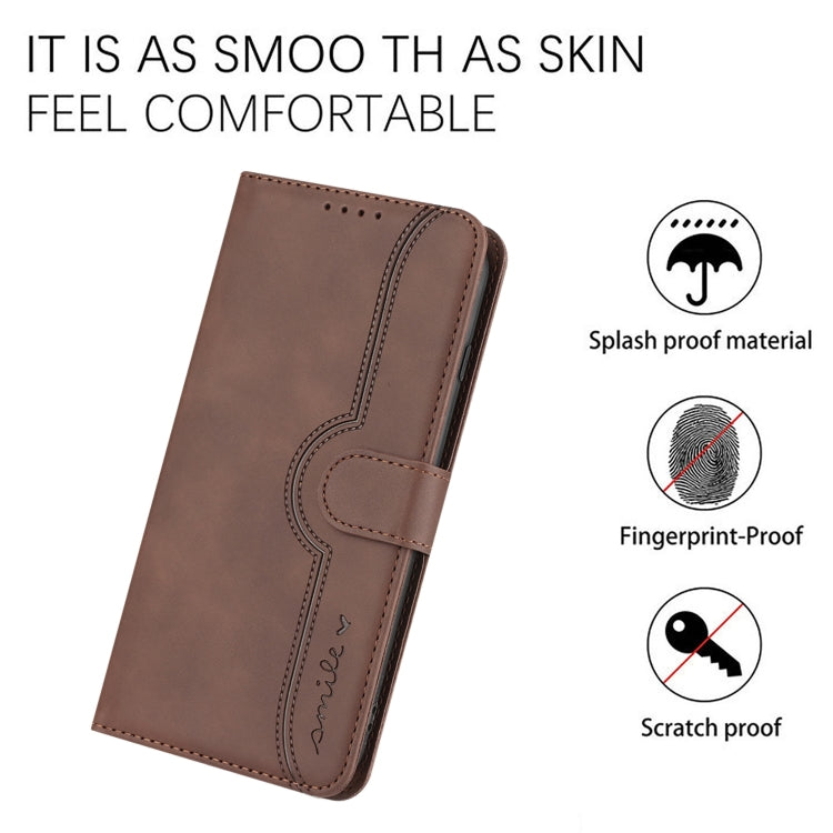For Google Pixel 9 Pro Heart Pattern Skin Feel Leather Phone Case(Brown) by buy2fix