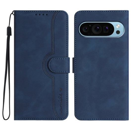 For Google Pixel 9 Heart Pattern Skin Feel Leather Phone Case(Royal Blue) by buy2fix