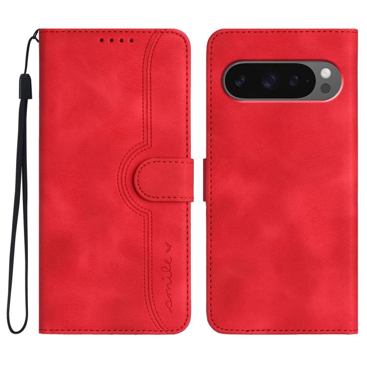 For Google Pixel 10 / Pixel 10 Pro Heart Pattern Skin Feel Leather Phone Case(Red) - Google Cases by buy2fix | Online Shopping UK | buy2fix