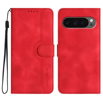 For Google Pixel 10 / Pixel 10 Pro Heart Pattern Skin Feel Leather Phone Case(Red) - Google Cases by buy2fix | Online Shopping UK | buy2fix