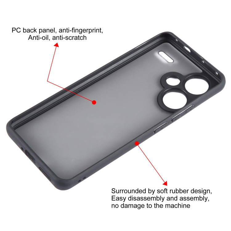 For Xiaomi Redmi Note 13 Pro+ Fine Pore Matte Black TPU + PC Phone Case - Xiaomi Cases by buy2fix | Online Shopping UK | buy2fix