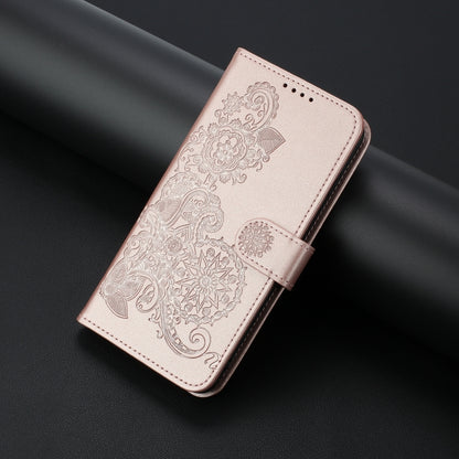 For Google Pixel 9 Pro Datura Flower Embossed Flip Leather Phone Case(Rose Gold) by buy2fix