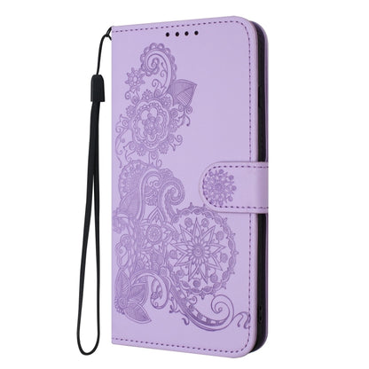 For Google Pixel 9 Pro Datura Flower Embossed Flip Leather Phone Case(Purple) by buy2fix