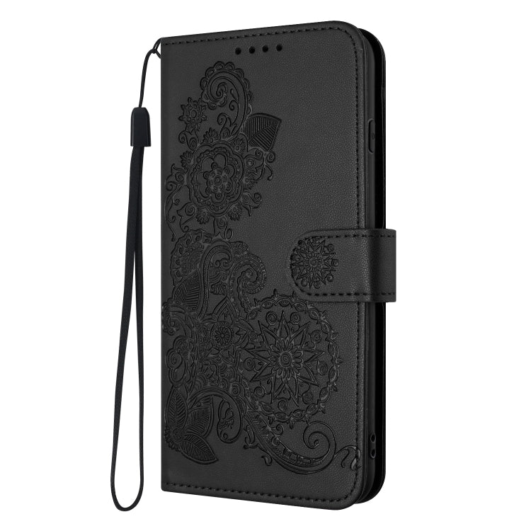 For Google Pixel 9 Pro Datura Flower Embossed Flip Leather Phone Case(Black) by buy2fix