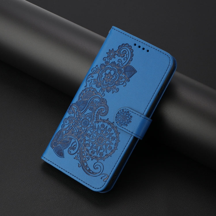For Google Pixel 9 Datura Flower Embossed Flip Leather Phone Case(Blue) by buy2fix