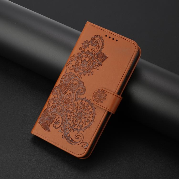 For Google Pixel 10 Pro XL Datura Flower Embossed Flip Leather Phone Case(Brown) - Google Cases by buy2fix | Online Shopping UK | buy2fix