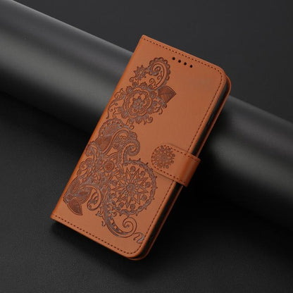 For Google Pixel 10 Pro XL Datura Flower Embossed Flip Leather Phone Case(Brown) - Google Cases by buy2fix | Online Shopping UK | buy2fix