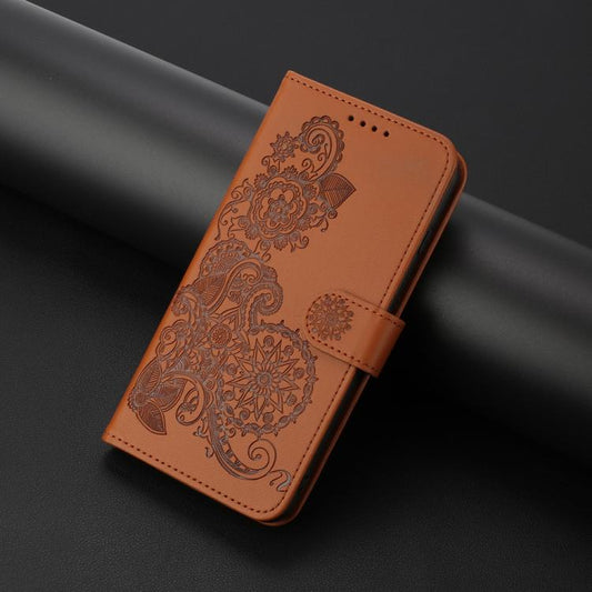 For Google Pixel 10 Pro XL Datura Flower Embossed Flip Leather Phone Case(Brown) - Google Cases by buy2fix | Online Shopping UK | buy2fix