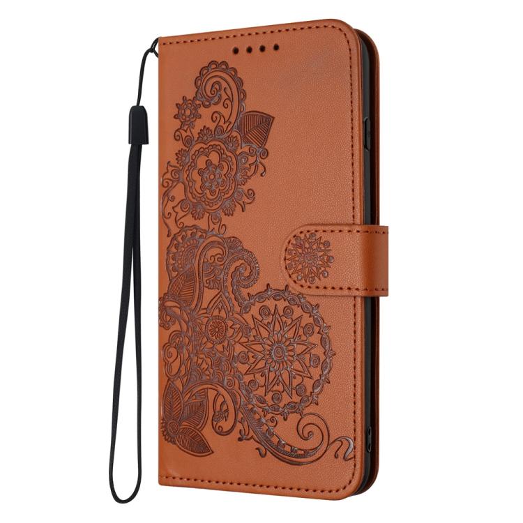 For Google Pixel 10 Pro XL Datura Flower Embossed Flip Leather Phone Case(Brown) - Google Cases by buy2fix | Online Shopping UK | buy2fix
