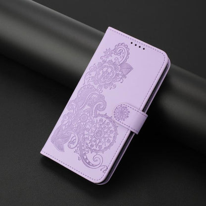 For Google Pixel 10 Pro XL Datura Flower Embossed Flip Leather Phone Case(Purple) - Google Cases by buy2fix | Online Shopping UK | buy2fix