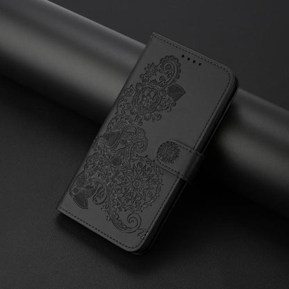 For Google Pixel 10 Pro XL Datura Flower Embossed Flip Leather Phone Case(Black) - Google Cases by buy2fix | Online Shopping UK | buy2fix