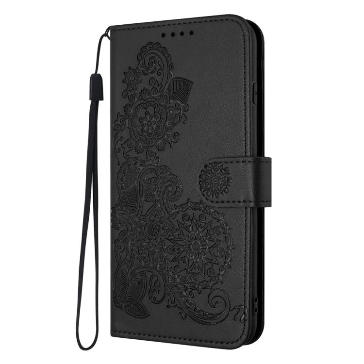 For Google Pixel 10 Pro XL Datura Flower Embossed Flip Leather Phone Case(Black) - Google Cases by buy2fix | Online Shopping UK | buy2fix