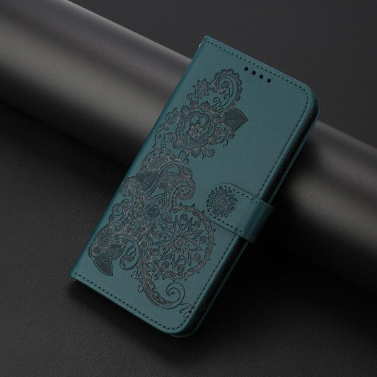 For Google Pixel 10 Pro XL Datura Flower Embossed Flip Leather Phone Case(Dark Green) - Google Cases by buy2fix | Online Shopping UK | buy2fix