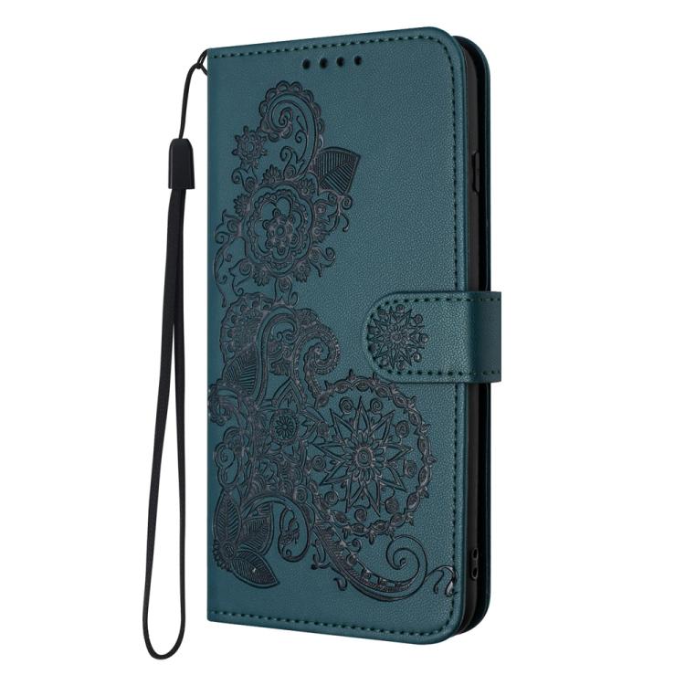 For Google Pixel 10 Pro XL Datura Flower Embossed Flip Leather Phone Case(Dark Green) - Google Cases by buy2fix | Online Shopping UK | buy2fix