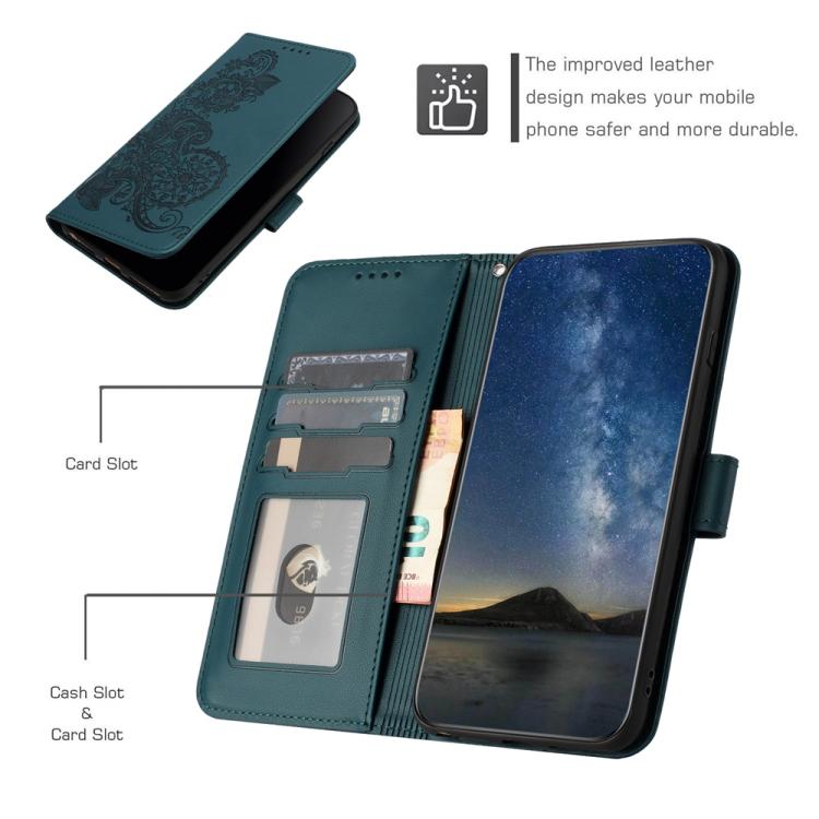 For Google Pixel 10 Pro XL Datura Flower Embossed Flip Leather Phone Case(Dark Green) - Google Cases by buy2fix | Online Shopping UK | buy2fix
