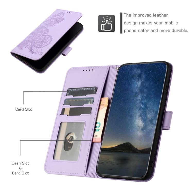 For Google Pixel 10 / Pixel 10 Pro Datura Flower Embossed Flip Leather Phone Case(Purple) - Google Cases by buy2fix | Online Shopping UK | buy2fix