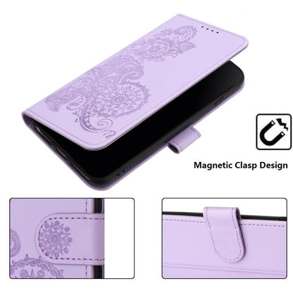 For Google Pixel 10 / Pixel 10 Pro Datura Flower Embossed Flip Leather Phone Case(Purple) - Google Cases by buy2fix | Online Shopping UK | buy2fix