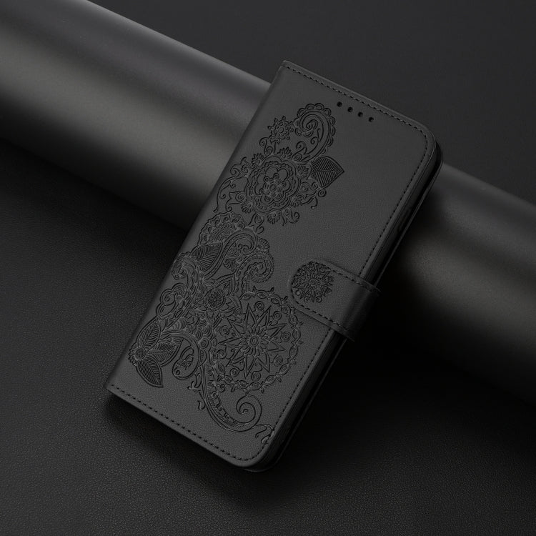 For Xiaomi Redmi K70 Datura Flower Embossed Flip Leather Phone Case(Black) - Xiaomi Cases by buy2fix | Online Shopping UK | buy2fix