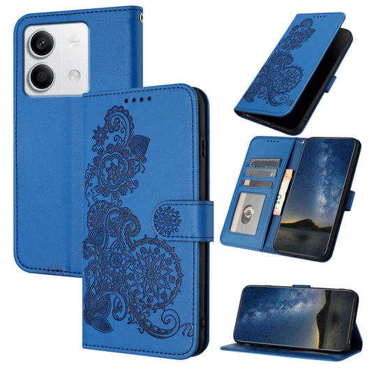 For Xiaomi Redmi Note 13 4G Datura Flower Embossed Flip Leather Phone Case(Blue) - Xiaomi Cases by buy2fix | Online Shopping UK | buy2fix