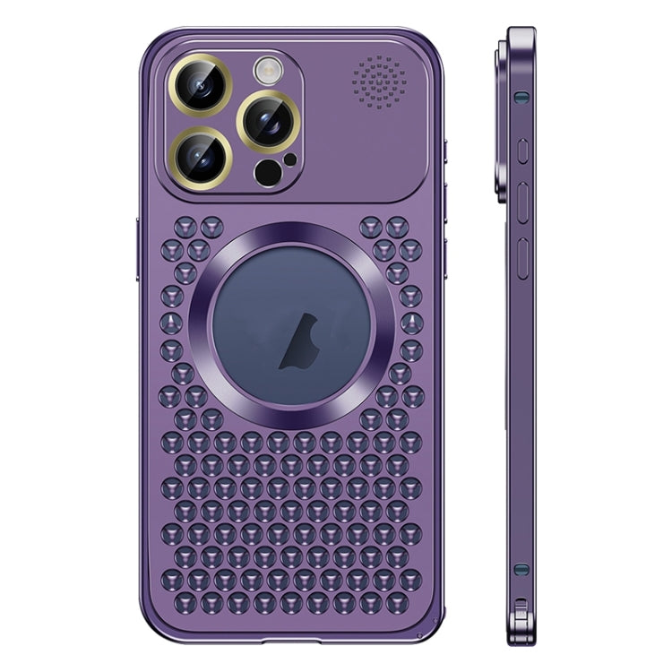 For iPhone 12 Pro Spring Buckle MagSafe Magnetic Metal Aromatherapy Phone Case(Purple) by buy2fix