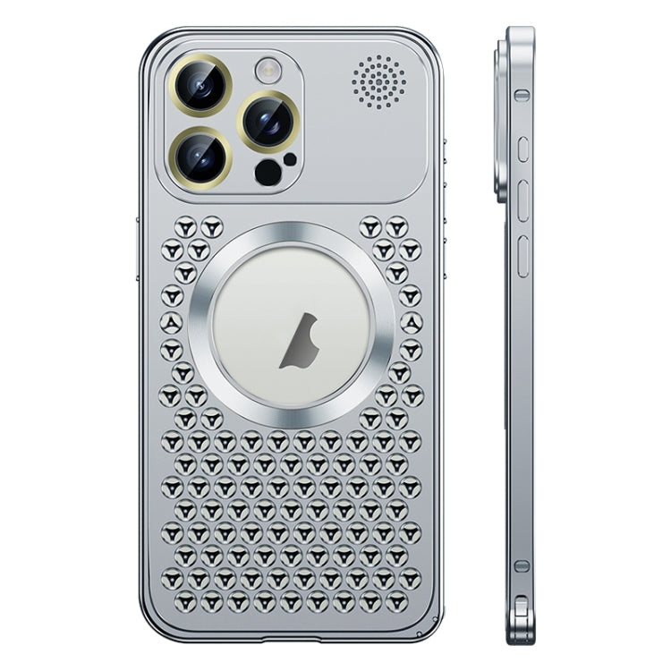 For iPhone 12 Pro Max Spring Buckle MagSafe Magnetic Metal Aromatherapy Phone Case(Silver) by buy2fix