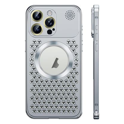 For iPhone 12 Pro Max Spring Buckle MagSafe Magnetic Metal Aromatherapy Phone Case(Silver) by buy2fix