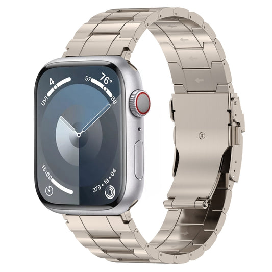 For Apple Watch Series 9 45mm Safety Buckle Trapezoid Titanium Steel Watch Band(Titanium) by buy2fix