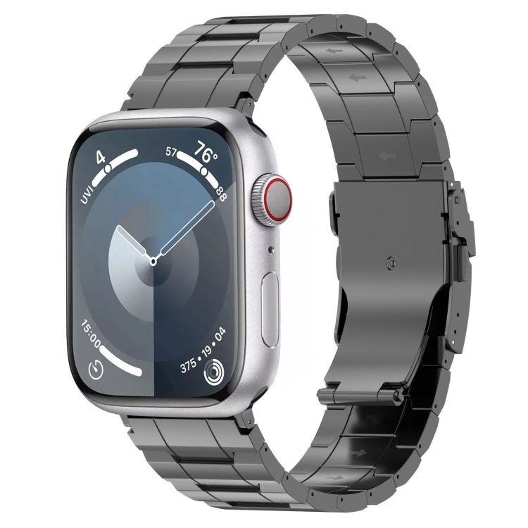 For Apple Watch Series 9 41mm Safety Buckle Trapezoid Titanium Steel Watch Band(Grey) by buy2fix