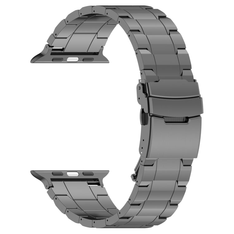 For Apple Watch Series 9 41mm Safety Buckle Trapezoid Titanium Steel Watch Band(Grey) by buy2fix