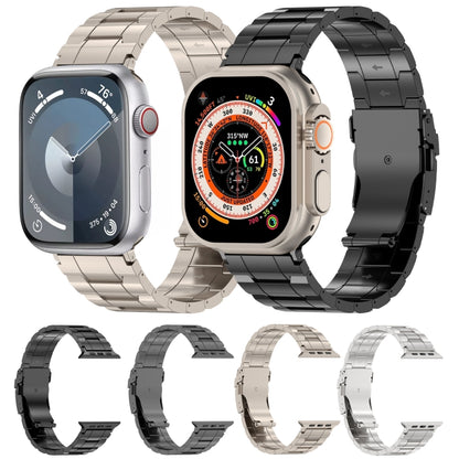For Apple Watch Series 9 41mm Safety Buckle Trapezoid Titanium Steel Watch Band(Grey) by buy2fix
