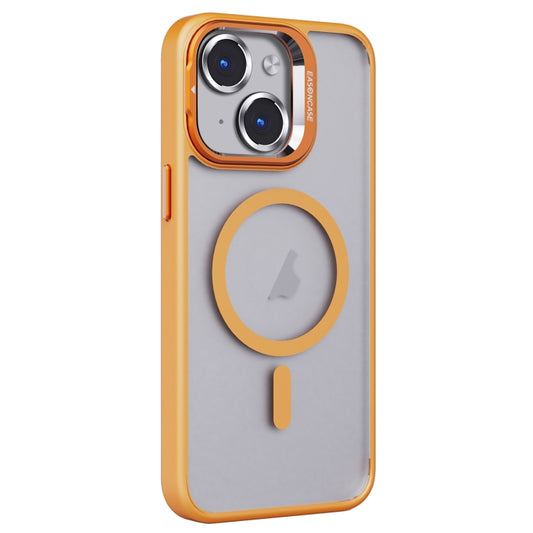 For iPhone 14 Invisible Lens Holder PC + TPU Frosted MagSafe Phone Case(Orange) by buy2fix