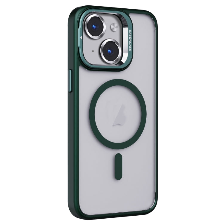 For iPhone 14 Invisible Lens Holder PC + TPU Frosted MagSafe Phone Case(Green) by buy2fix