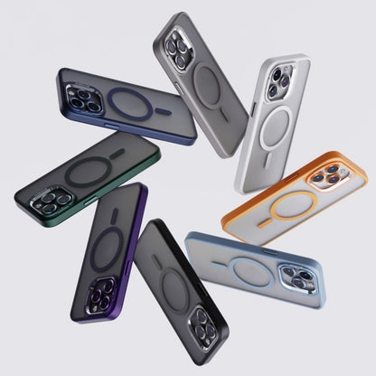 For iPhone 14 Invisible Lens Holder PC + TPU Frosted MagSafe Phone Case(Dark Blue) - iPhone 14 Cases by buy2fix | Online Shopping UK | buy2fix