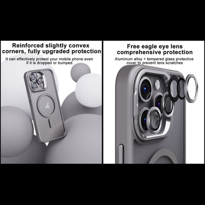 For iPhone 13 Invisible Lens Holder PC + TPU Frosted MagSafe Phone Case(Dark Blue) by buy2fix