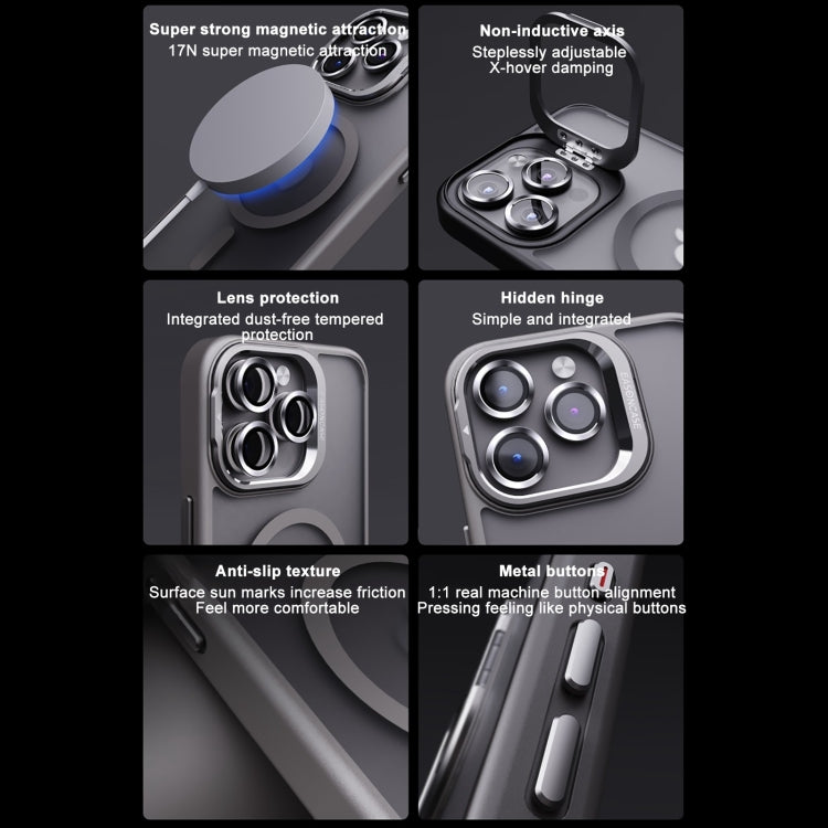 For iPhone 15 Pro Max Invisible Lens Holder PC + TPU Frosted MagSafe Phone Case(Dark Blue) - iPhone 15 Pro Max Cases by buy2fix | Online Shopping UK | buy2fix