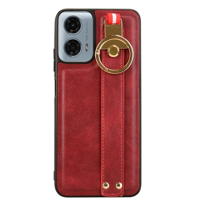 For Motorola Moto G Power 2024 Wristband Leather Back Phone Case(Red) by buy2fix