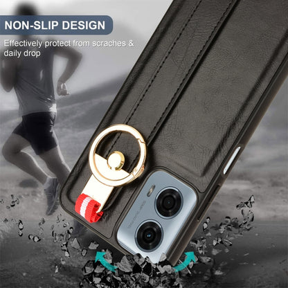 For Motorola Moto G Play 5G 2024 Wristband Leather Back Phone Case(Black) by buy2fix