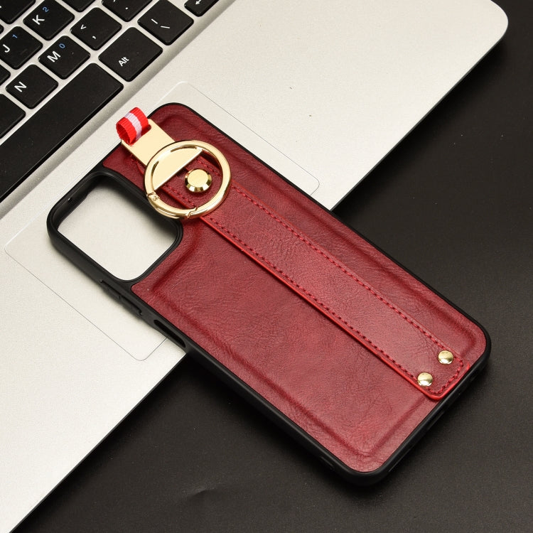 For Motorola Moto G Play 5G 2024 Wristband Leather Back Phone Case(Red) by buy2fix