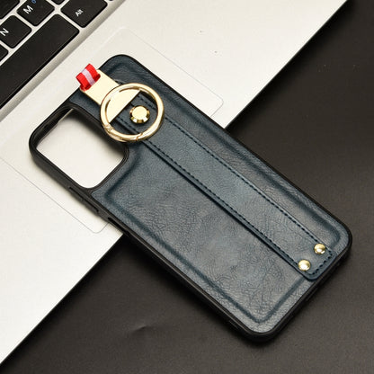 For Motorola Moto G Play 5G 2024 Wristband Leather Back Phone Case(Blue) by buy2fix