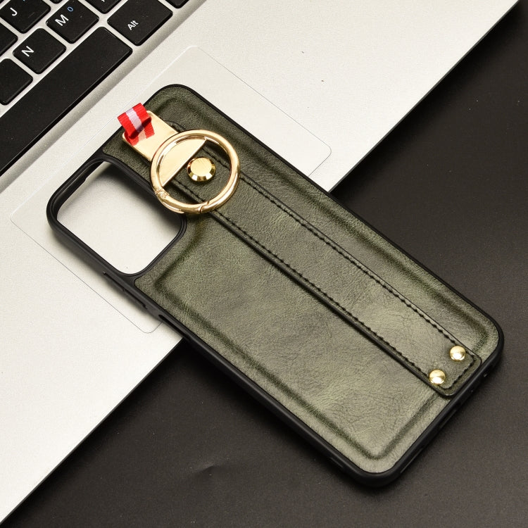 For Motorola Moto G Play 5G 2024 Wristband Leather Back Phone Case(Green) by buy2fix