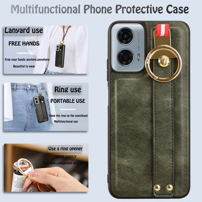 For Motorola Moto G Play 5G 2024 Wristband Leather Back Phone Case(Green) by buy2fix